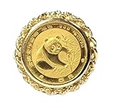 santosh-enterprises-925 Sterling Silver 14K Yellow Gold Finish 20MM Chinese Coin Panda Bear Coin Ring, Women's All Size (white, 10)