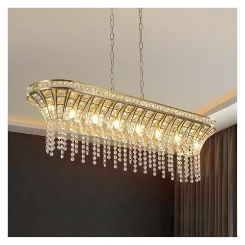 Crystal Chandeliers 8 Lights Round Adjustable Height Ceiling Lighting Fixture for Bedroom Hallway, Luxury