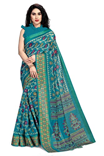 Image of MIRCHI FASHION Women's Cotton Blend Kalamkari Printed Saree with Blouse Piece