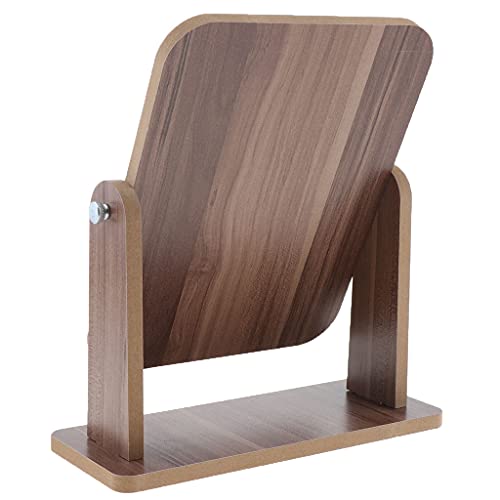 Newmind Espelho de maquiagem de mesa com moldura de madeira independente para uso pessoal, viajando