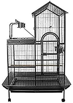 Large Wrought Iron PlayTop Parrot Bird Cage - 36 X 26 X 66 - Several Colors Available Green Vein