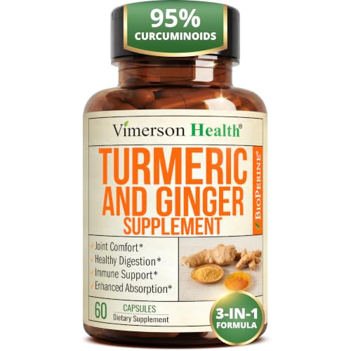 Vimerson Health turmeric and ginger capsules, 60 count — shows the gluten-free vegan capsule at an entry price