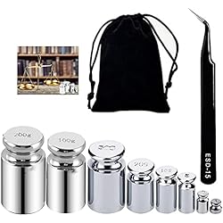 Pesos de Calibración,Biluer Calibración De Precisión Pesas de Calibrar Balanza De Precisión Báscula De Cocina 1g 2g 5g 10g 20g 50g 100g 200g Con 1 Pinza+1 Bolsa para Laboratorio o Bolsillos Digitales