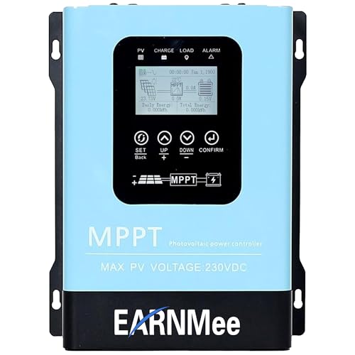 EARNMee 60A MPPT Solar Charge Controller,12V 24V 36V 48V 60V 72V 84V 96V Solar Battery Regulator PV Max 230V for Sealed Lead Acid Gel and Lithium Battery (60A)