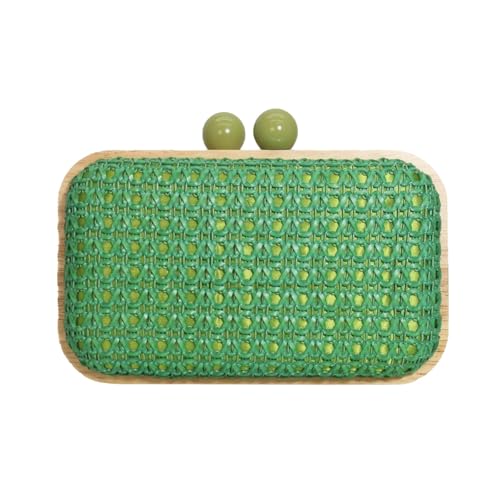 Image of Women Straw Clutch Purse Handwoven Summer Evening Bag Beach Straw Handbag Wedding Party Clutch Bag Wicker Purse