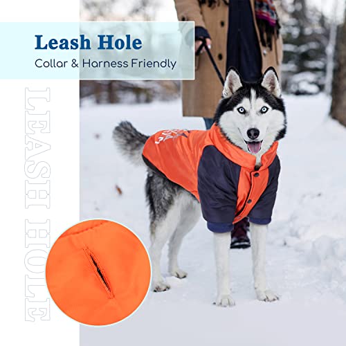 Dog Jacket, Nobleza Waterproof & Windproof Fleece Lined Dog Winter Coat With Leash Hole, Fashion Personality Dog Cold Weather Coats For Cold, Wet, Windy And Snowy Day(Orange M) #TOP4