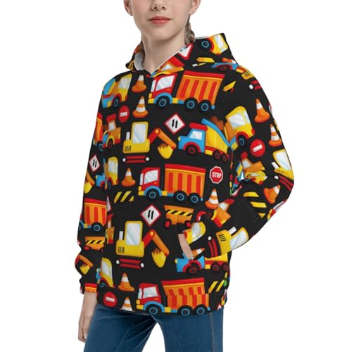 Construction Truck Kid Hoodies Boys Sweatshirts Girls Pullover with Pocket2