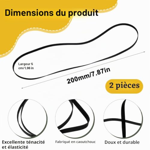 2 courroies de rechange pour platine vinyle, 200 mm, noires, courroie d'entraînement pour restaurer la vitesse de rotation des disques vinyles – vue 2