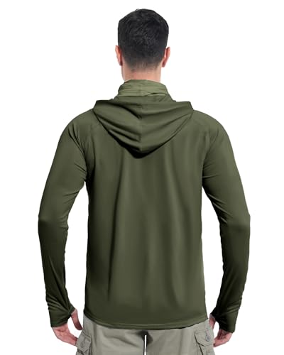 Image of isnowood Sun Shirt UPF 50+ Men's Fishing Long Sleeve UV Protection Hoodie Hiking Rash Guard Swimming Running