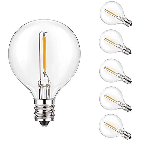 Newpow E12 Base G40 Replacement Bulbs Shatterproof Dimmable, Only Outdoor String Lights, 2200K - 6 Pack Cover