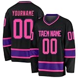 Personalisiertes Eishockey-Trikot mit eigenem Druck, langärmeliges Eishockey-Trikot für Eishockey-Fans, Herren, Damen, Jugend, 7-schwarz, L