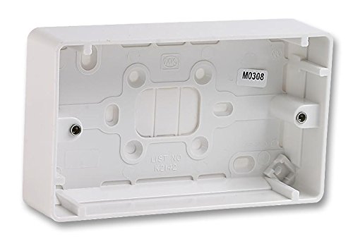 (Mk) White 2 Gang Surface Box - 40Mm Deep, Back Boxes/Mounting Boxes Electrical, 1 Piece Pack - K2172whi