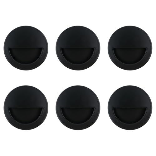 Crapyt Hidden Concealed Recessed Door Pull Handles, 304 Stainless Steel Round Flush Pocket Handles with Screws for Sliding Doors, Warehouse or Cabinet, 6 Pcs Black 2.75