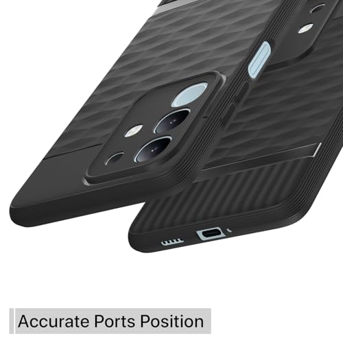 Image of Pikkme Back Cover for Vivo T4x 5G / iQoo Z10x 5G / Vivo Y31 Pro 5G Camera Protection 3D Hexa Cube Design Silicone Protective Bumper Case (Black)