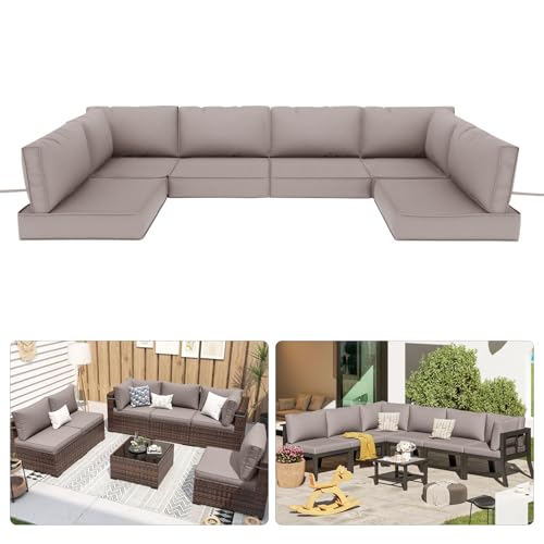 VEGNIC Patio Sectional Cushions, 14-Piece Replacement Cushions for Outdoor Furniture,