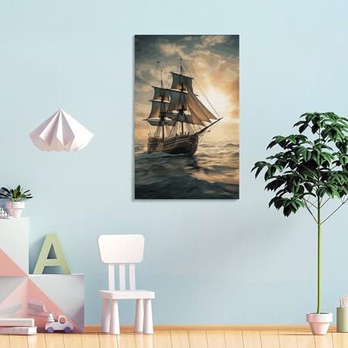 Bateau à voile affiche sur toile pour déco salon moderne - 4