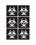 Biohazard Danger Sign Warning Vinyl Car Bumper Window Hard Hat Helmet Motorcycle Sticker Decal 2' Square (Pack of 6)
