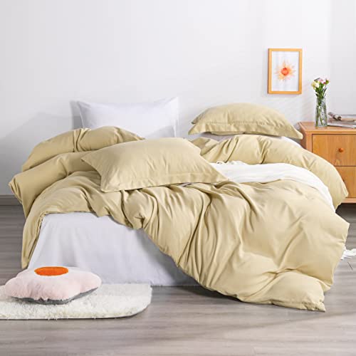 NTBAY NTBAY King Microfiber Duvet Cover Set, 3 Piece, Light Taupe