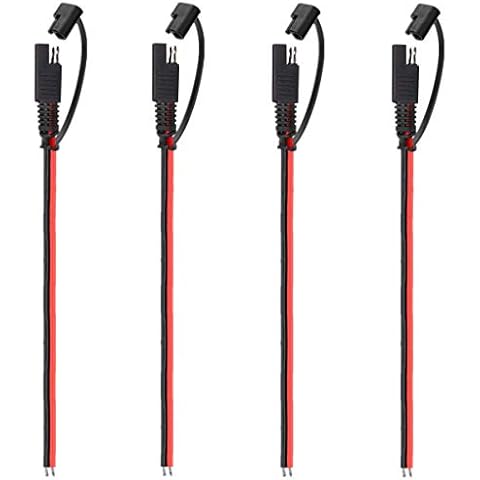 4 PCS 12V SAE to SAE Quick Disconnect Extension Cable with DC Connection Cord Plug 1 Foot 18AWG Gauge,DIY SAE Power Connector,4 pcs Extension Cable+4 pcs Dust Cap Cover
