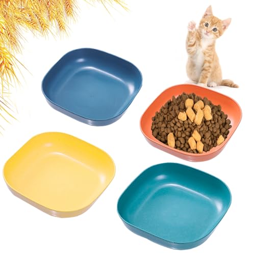 Ensemble bol pour chat HMDZMR 6 po peu profond contre fatigue des moustaches, 4 pcs