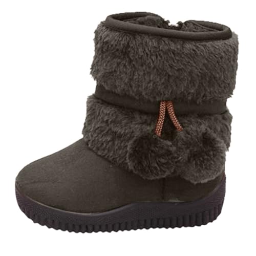 Winter Snow Boots for Girls Warm Fuzzy Lined Non-Slip Shoes Outdoor Mid Calf Booties, Toddler/Little Kid/Big Kid
