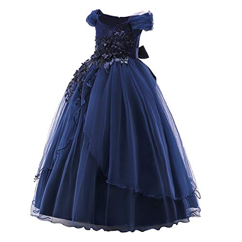 Girls Off-The-Shoulder Party Dress Princess Birthday Pageant Wedding Prom Communion Evening Dance Long Tulle Gown3