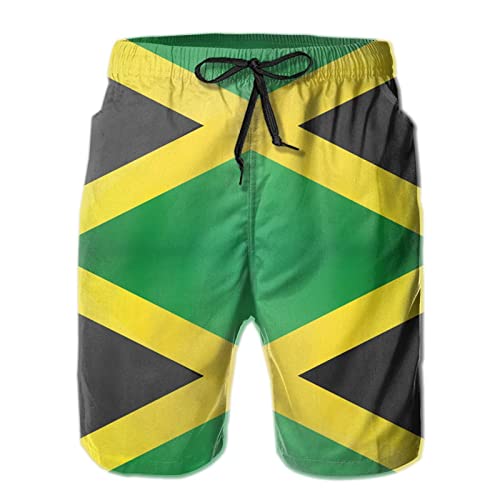 Drawcord Pantalones Cortos Bandera De Jamaica Shorts De Playa Secado Rápido Swim Trunks Bolsillos Múltiples Bañadores para Hombre para Entrenamiento, Gimnasio, Vacaciones XXL