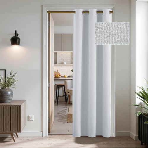RYB HOME 100% Light Blocking Thick Linen Doorway Curtains for Open Closet