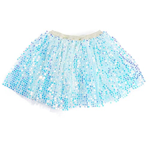 Baby Girls Layered Tutu Skirt Girls Sequins Tulle Skirts Ballet Dance Princess Skirt Toddler Birthday (Blue, 1-2 Years)