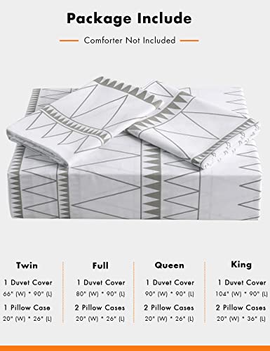 Tokokimo Duvet Cover Set Queen Size, 3 Pc White Soft Boho Aztec Bohemian Bedding Duvet Cover Sets With Zipper Closure Corner Ties #TOP4