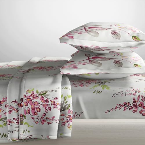 Haus & Kinder Bedsheet,100% Cotton Double Bed Bed Sheet, 186 TC Pure Cotton Bedsheet for Queen Size Bed, Cotton Double Bedsheets with 2 Pillow Covers-Garden Floral Magic
