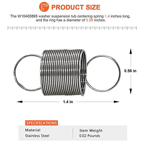 W10400895 Washer Tub Centering Suspension Spring 4 Pack Fit for Kenmore Whirlpool Roper Maytag Washer, Replace LP22618 1938554 AP5263280 PS3497596 AH3497596 EA3497596, 365 DAYS WARRANTY by Beaquicy