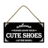 Take Off Your Shoes Sign for Front Door - Cute Welcome Wooden Plaque 'Please Remove Your Shoes ' - Hanging Entryway Signs for Home, Airbnb Host, RV, Mudroom Decor - No Shoe Farmhouse Sign 11.8'x5.9'