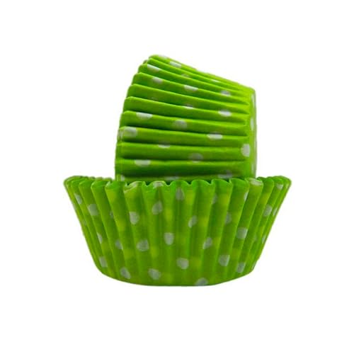 Regency Wraps Greaseproof Professional Grade Baking Cups, Pack of 40, Standard Liners, Lime/White Polka Dots, for Cupcakes, Muffins, Candy, Non Stick