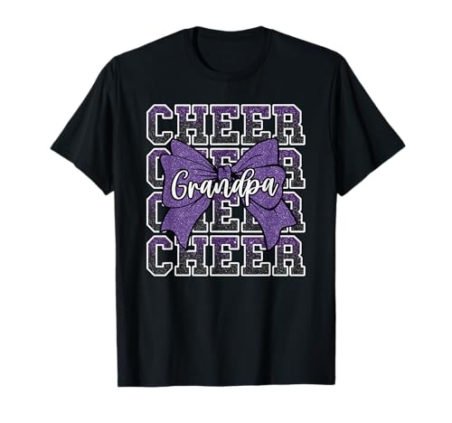 Cheer G-Pa Grandpa Bow Sport Cheerleader Cheerleading Purple T-Shirt