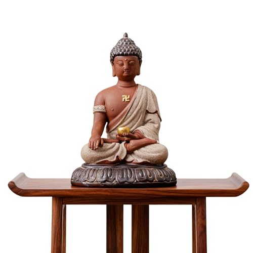 Estatua de Buda Sakyamuni Cerámica 5.2 pulgadas miniatura 7