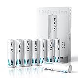 imuto Rechargeable aa Batteries, 2500mWh aa Lithium Batteries 8 Pack, 1.5V 2A Output Double a Battery, 1600+ Cycle Life