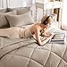 CozyLux King Size Comforter Set Khaki - 7 Pieces Bed in a Bag King, Luxury Soft Bed Set for All Seasons, Bedding Set with Down Alternative Comforter, Sheets, Pillowcases & Shams