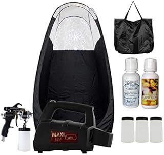 MaxiMist Lite Plus Pro HVLP Sunless Spray Tanning KIT Tent, Machine and Sunless Solution (Black)