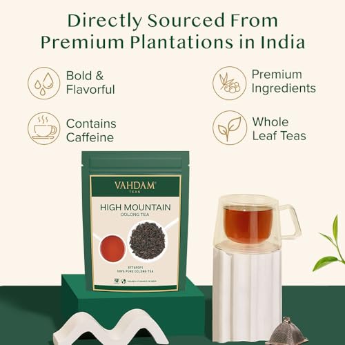 VAHDAM, High Mountain Oolong Tea Leaves From Himalayas (50+ Cups, 3.53oz) Strong & Robust Oolong Tea | High Elevation Grown | Vacuum Sealed | Brew Hot, Iced, Kombucha Tea | Loose Leaf Tea