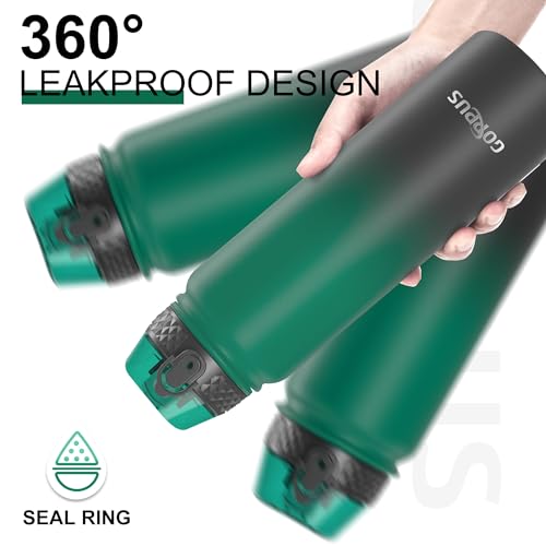 GOPPUS 1L/32oz Stainless Water Bottle with Straw Double Wall Insulated Bottles with Strap Reusable Vacuum Thermal Flask Leakproof Keep Cold Drinks Bottles with Flip Top Lid for Gym Men Women BPA Free - Image 4