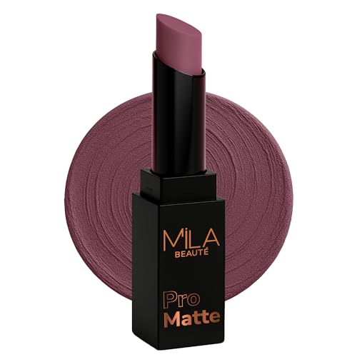 Image of Mila Beaute Pro Matte Lipstick | Highly Pigmented & Long lasting | Semi Matte Finish | Light Weight Lipstick | Single Swipe Application | Luxurious Lip Color | Shade - (Anuradha, 4.2g)
