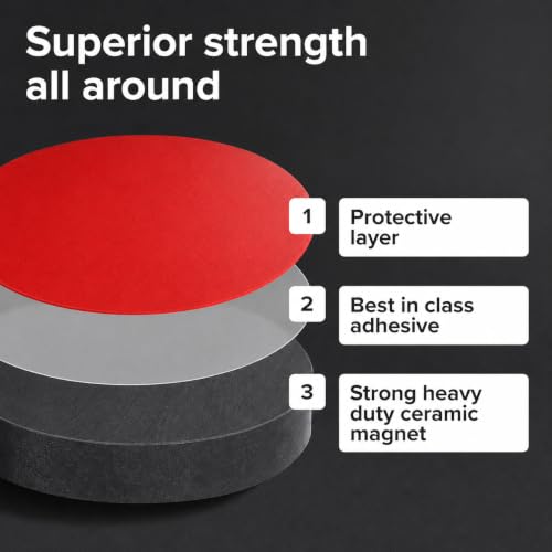 Image of Strong Ceramic Round Magnets With Adhesive Backing (1x0.15 inch /25x4mm, 100 pcs) - Heavy Duty Sticky Magnets, Non-Corrosive, Versatile For Home, Office, Workshop, Whiteboard, Fridge And Hobby Use