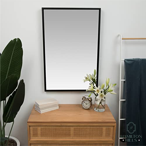 Hamilton Hills 24X36 Inch Black Framed Mirror | Large Rectangular Bathroom Mirrors For Wall | Floating Glass Panel Vanity With Border | Wall-Mounted Mirror For Decor | Hangs Horizontal Or Vertical #TOP6