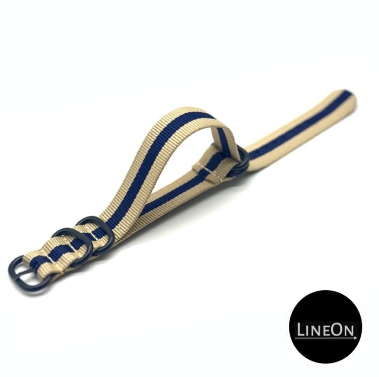 Image of Lineon 20mm & 22mm Black Buckle Nylon Vintage Style NATO Watch Strap ONE WAY NATO Nylon STRAP Imported Quality With Pins and Pin Remover Tool (Include)