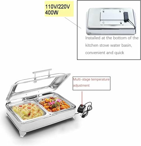 Chafing dish électrique d'excellence en acier inoxydable avec couvercles de protection - 5