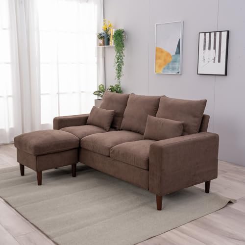 Panana 3 Seater Sofa Couch with Footstool,L shape Corner Sofa Upholstered Linen Fabric Sofa in Grey 9 Panana 3 Seater Sofa Couch with Footstool,L shape Corner Sofa Upholstered Linen Fabric Sofa in Grey - Image 9