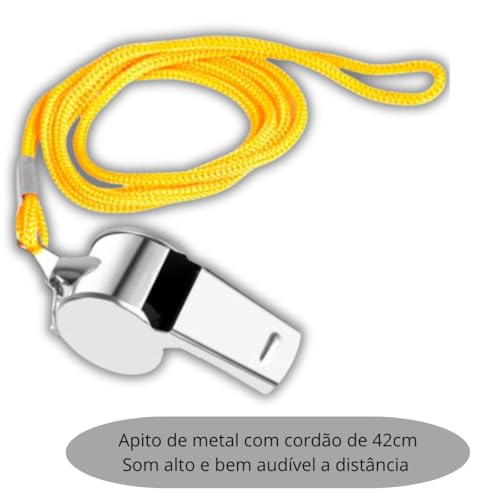 Kit Lanterna LED, Apito de Metal e Corda Amarela, Segurança e Vigia