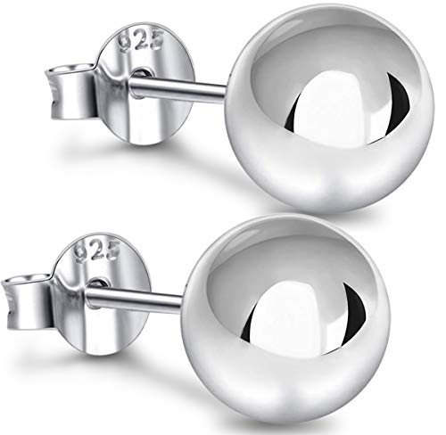 Savlano 925 Sterling Silver 18K Gold Plated Ball Stud Earrings For Women & Men