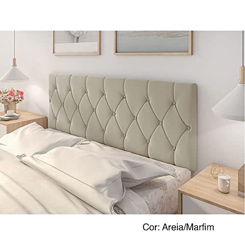 Cabeceira Para Cama Casal Estofada 1.40m Belize Cor: Marfim